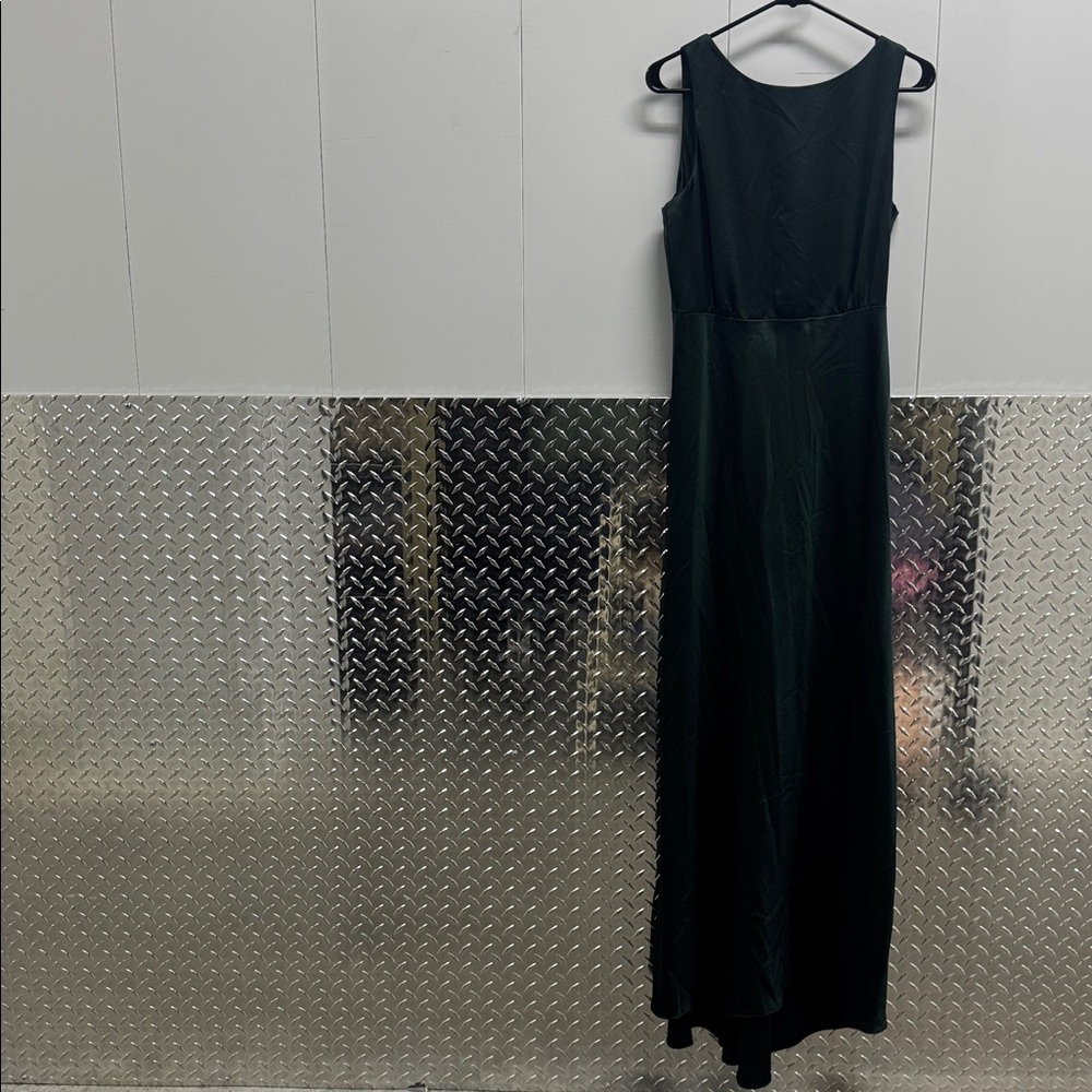 BHLDN Emerald Green Satin Maxi Dress - Picture 2 of 6